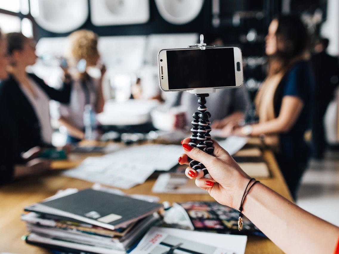 Training being recorded on a phone